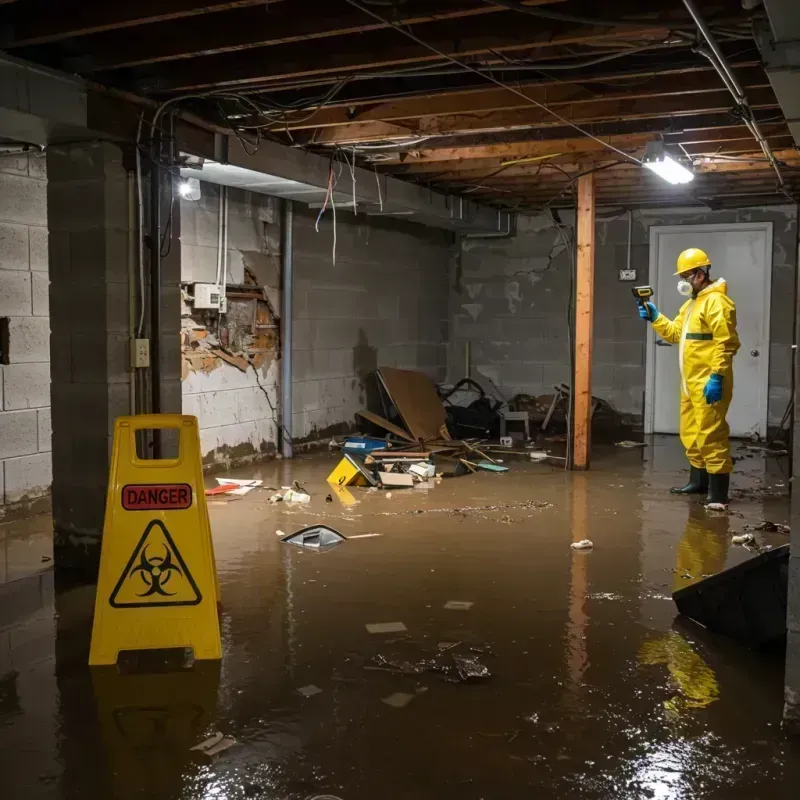 Flooded Basement Electrical Hazard in Bellefontaine, OH Property